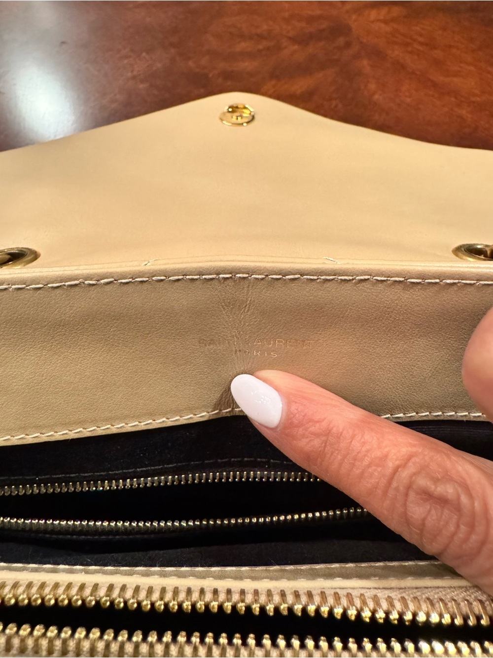 Saint Laurent Beige Chevron Loulou Medium Chain Shoulder Bag - excellent cond! - Picture 14 of 15